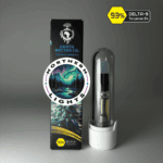 Northern Lights 510-thread THC cartridge by Earth Nectar Co., retail box and glass cartridge