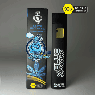 Blue Dream THC disposable vape by Earth Nectar Co., retail box and device