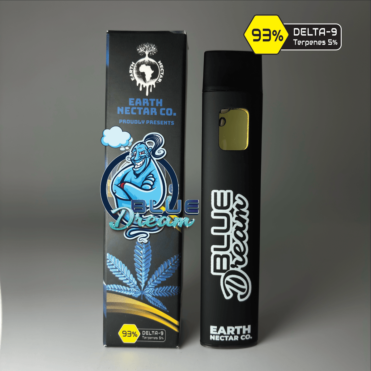 Blue Dream THC disposable vape by Earth Nectar Co., retail box and device