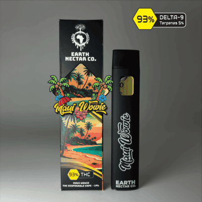 Maui Wowie THC disposable vape by Earth Nectar Co., retail box and device