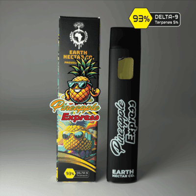 Pineapple Express THC disposable vape by Earth Nectar Co., retail box and device