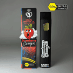 Strawberry Cough THC disposable vape by Earth Nectar Co., retail box and device