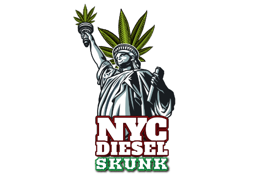 NYC Diesel Skunk strain artwork from the Earth Nectar Co. THC vape range