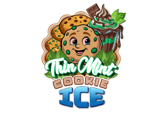 Thin Mint Cookie Ice strain artwork from the Earth Nectar Co. THC vape range