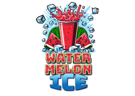 Watermelon Ice strain artwork from the Earth Nectar Co. THC vape range