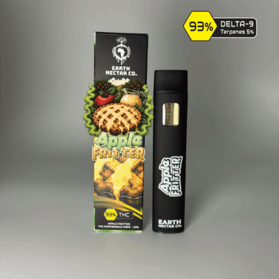 Apple Fritter THC disposable vape by Earth Nectar Co., retail box and device