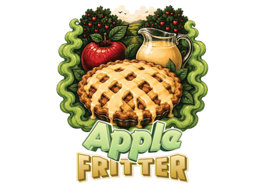 Apple Fritter strain artwork from the Earth Nectar Co. THC vape range