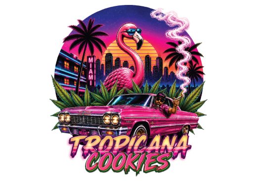 Tropicana Cookies strain artwork from the Earth Nectar Co. THC vape range